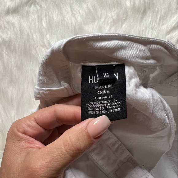 VTG Hudson Jeans Womens White Distress Shorts Rose Print  Embroidery Size 16 - Picture 5 of 6